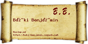 Büki Benjámin névjegykártya